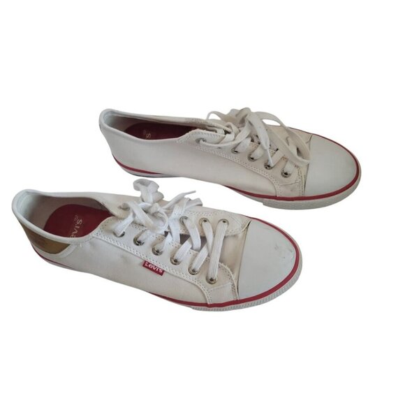 Women's Levi's White Sneakers Canvas 9 Shoes - Picture 2 of 4